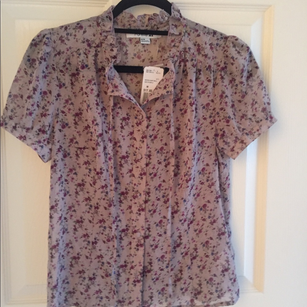 Button down floral print blouse